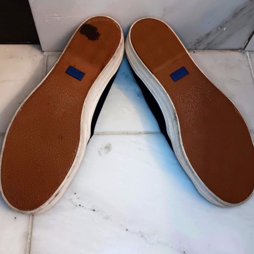 Keds Celebrations Dark Blue Velvet Double Decker Slip-on Sneakers - Picture 4 of 8
